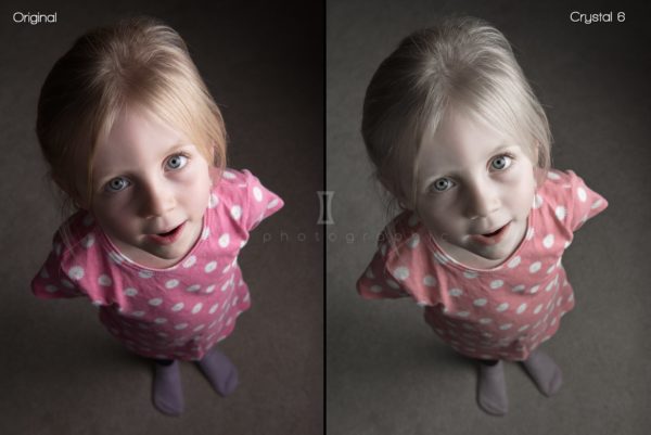 Before and after comparison of young girl with and without ACDSee preset applied