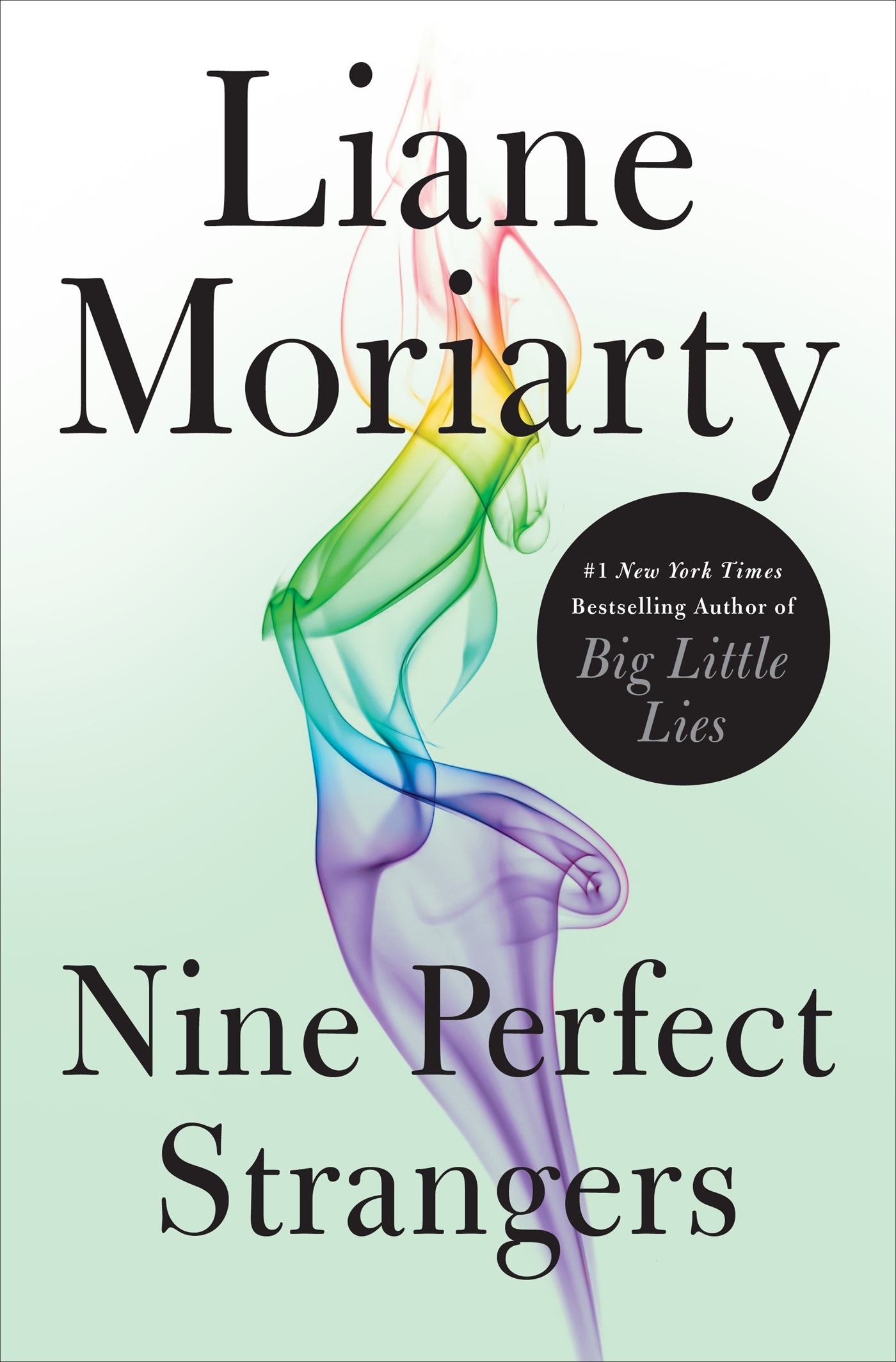 Liane Moriarty US book cover for "Nine Perfect Strangers"