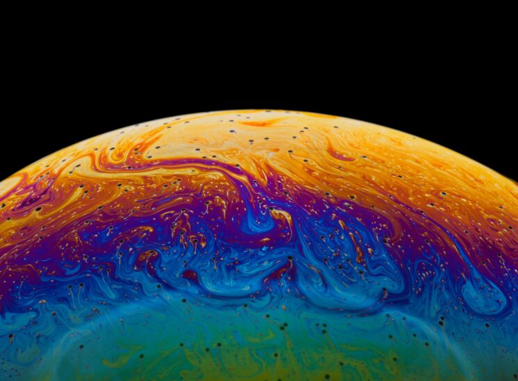 Close-up of multicoloured bubble surface